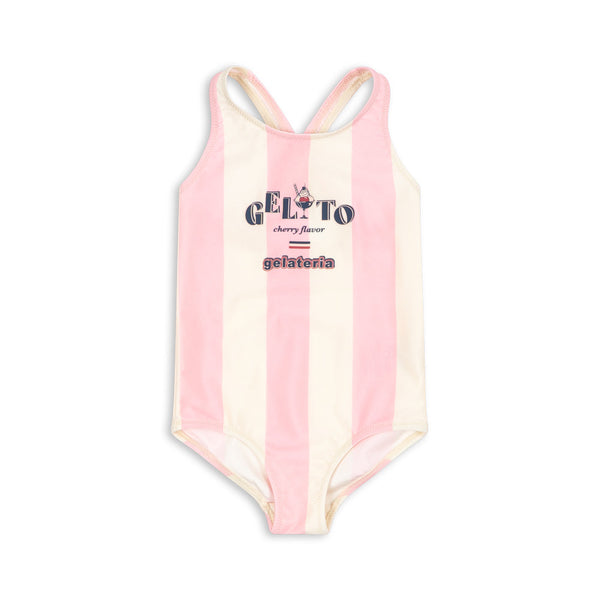 Pomia Gelato Stripe Cross-Back Swimsuit (Candy Rose Stripe)