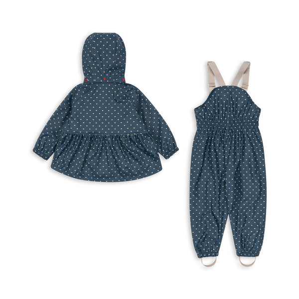 Palme Heart Print Rainy Day Jacket and Overalls Set (Heart Blues)