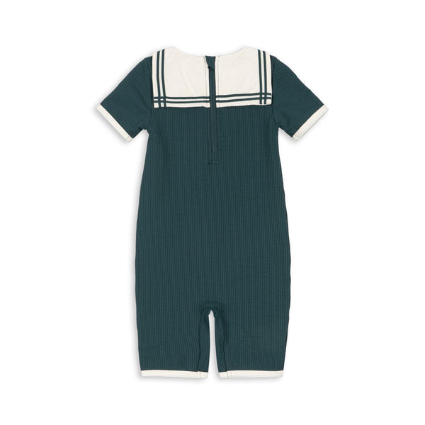 Sailor Collar Rash Guard Swim Onesie (Sea Moss)