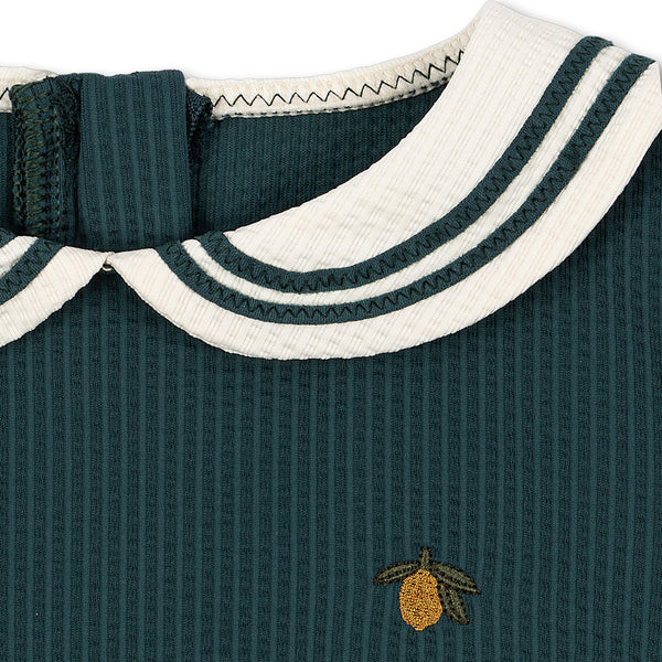 Sailor Collar Rash Guard Swim Onesie (Sea Moss)