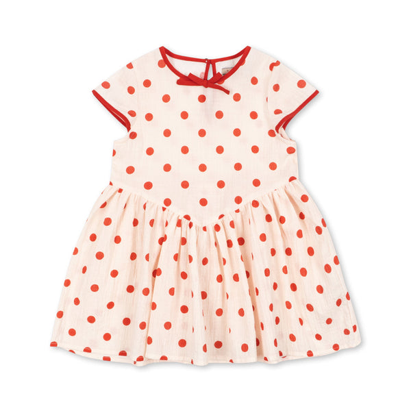 Vivo Polkadot A-Line Cotton Summer Dress (Red Dot)