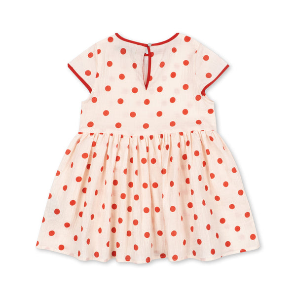 Vivo Polkadot A-Line Cotton Summer Dress (Red Dot)