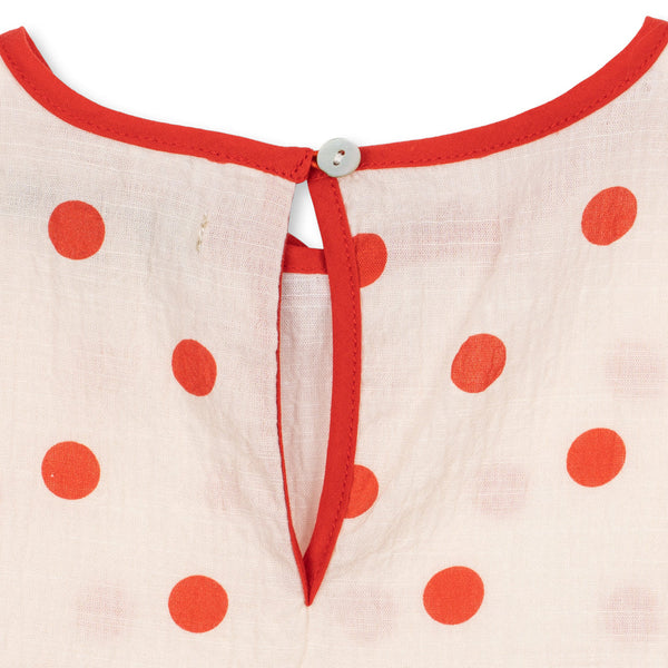 Vivo Polkadot A-Line Cotton Summer Dress (Red Dot)