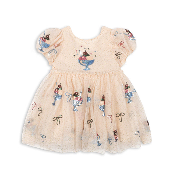 Yvonne Sequin Gelato Print Tulle Party Dress