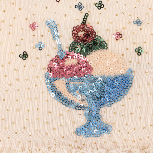 Yvonne Sequin Gelato Print Tulle Party Dress