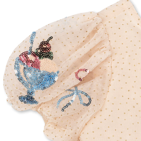 Yvonne Sequin Gelato Print Tulle Party Dress