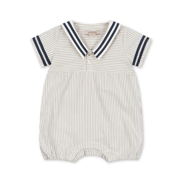 Allie Sailor Cotton Baby Romper (Blue Stripe)
