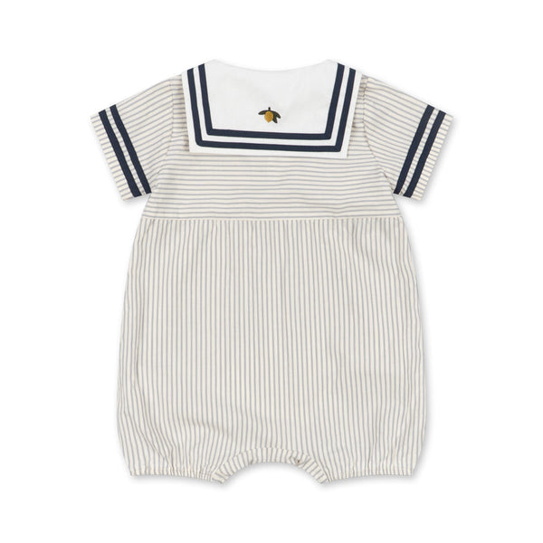 Allie Sailor Cotton Baby Romper (Blue Stripe)
