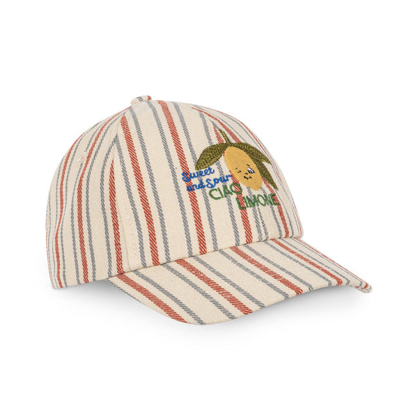 Frankie Striped Lemon Print Cap (Stripe Winds)