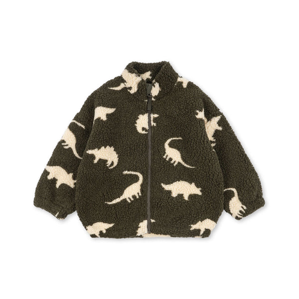 Jody Dino Print Teddy Borg Fleece Jacket (Dino Silhouette)