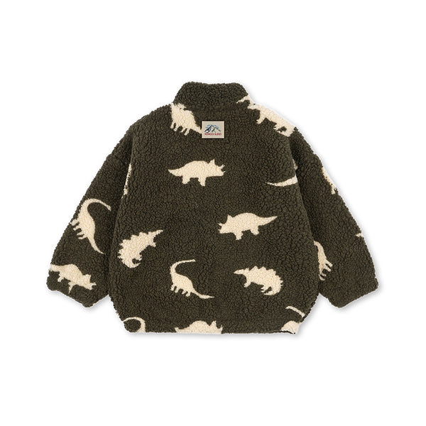 Jody Dino Print Teddy Borg Fleece Jacket (Dino Silhouette)
