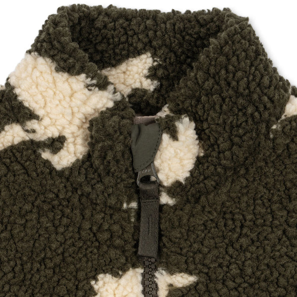 Jody Dino Print Teddy Borg Fleece Jacket (Dino Silhouette)