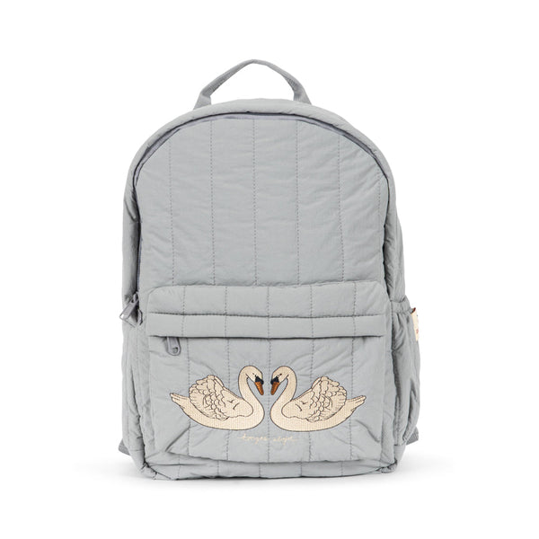 Juno Embroidered Swan Quilted Backpack (Sleet)