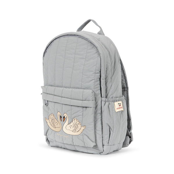 Juno Embroidered Swan Quilted Backpack (Sleet)