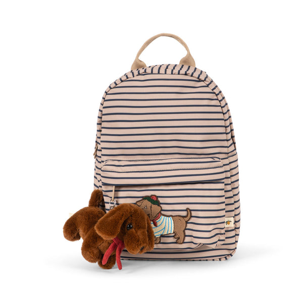 Nohr Embroidered Dog Striped Backpack (Stripe La Mer)