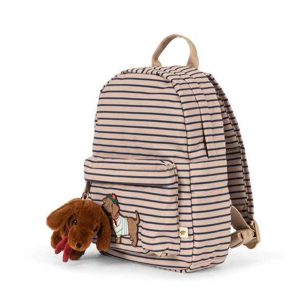 Nohr Embroidered Dog Striped Backpack (Stripe La Mer)