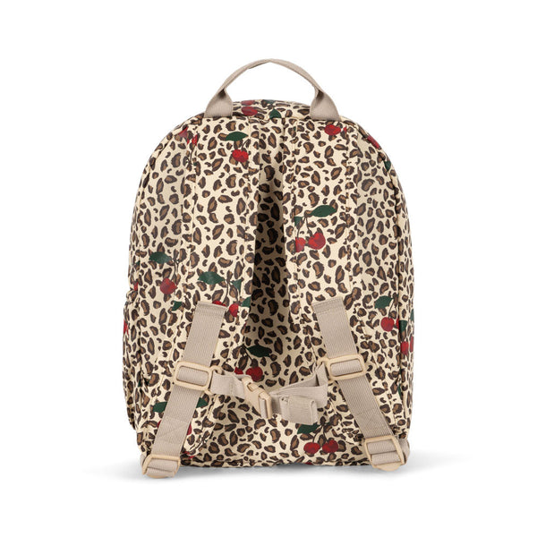 Rainy Leopard Print Cherry Motif Quilted Backpack (Leo Cerise)