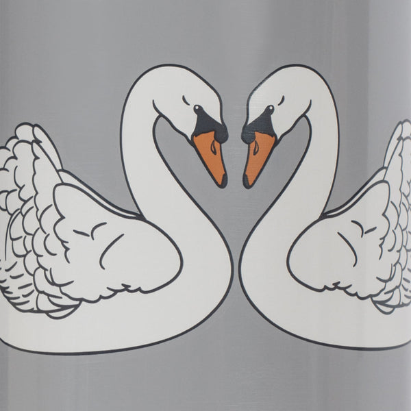 Swan Print Thermo Bottle with Screw Top Lids and Straw