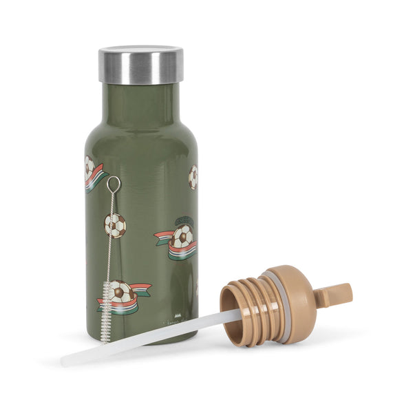 Kick It Football Print Thermo Bottle with Screw Top Lids and Straw