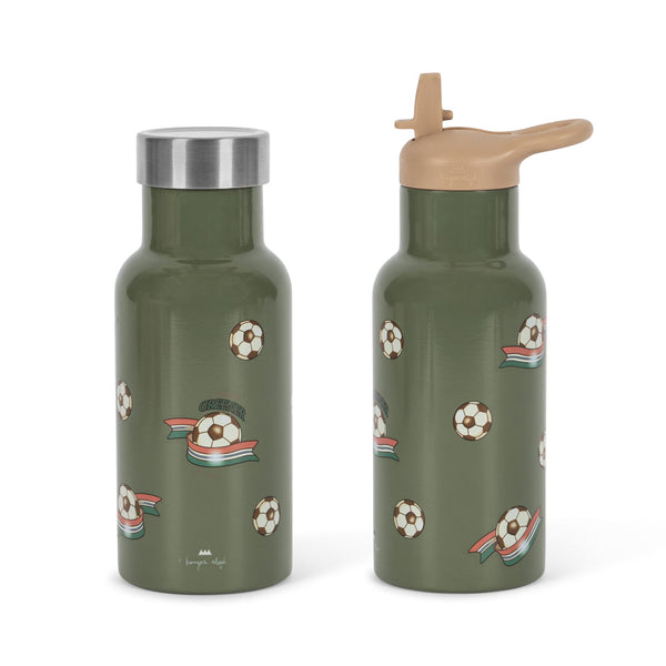 Kick It Football Print Thermo Bottle with Screw Top Lids and Straw
