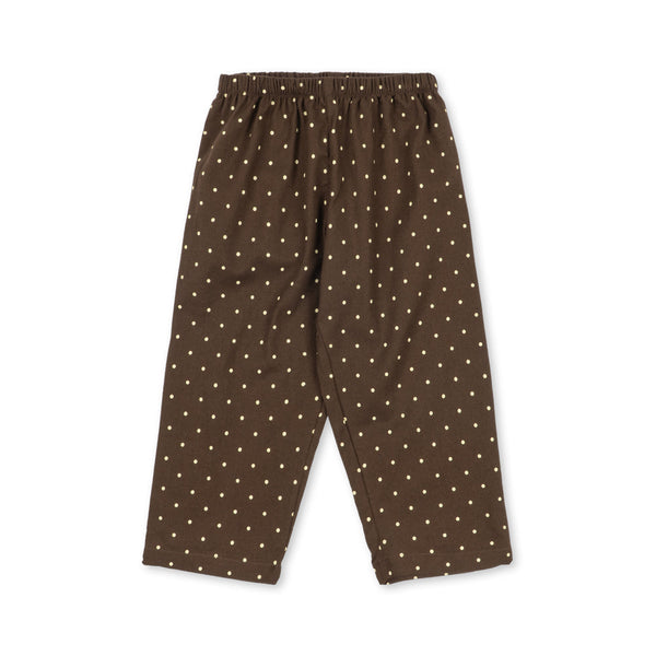 Alfe Cocoa Dot Straight Leg Cotton Trousers