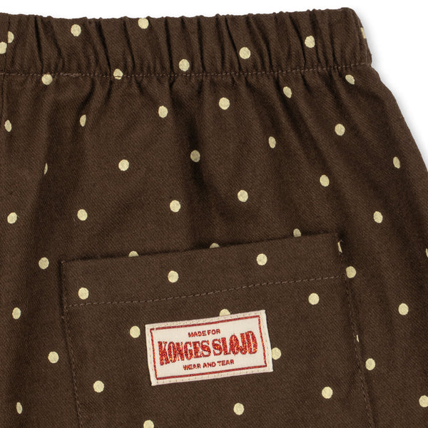 Alfe Cocoa Dot Straight Leg Cotton Trousers