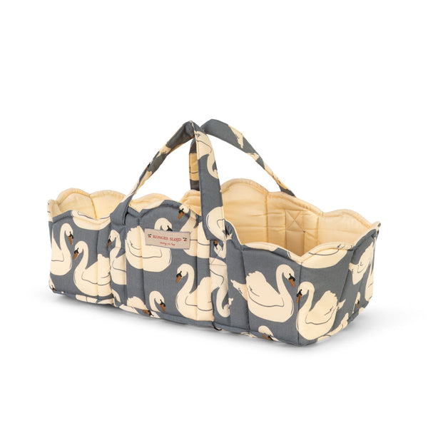 Swan Print Quilted Doll Carrier Basket