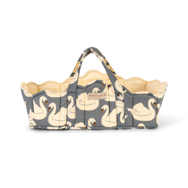 Swan Print Quilted Doll Carrier Basket