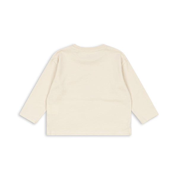 Fili Cotton Boxy Long-Sleeved Tiger Print Tee (Almond Milk)