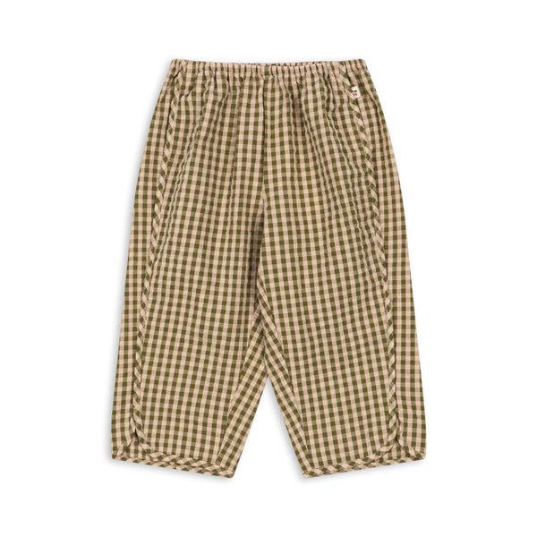 Kim Cotton Slit Seersucker Checked Pants (Avocado Check)