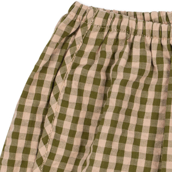 Kim Cotton Slit Seersucker Checked Pants (Avocado Check)
