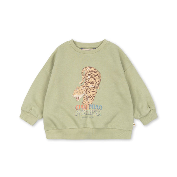 Lou Cotton Tiger Print Sweatshirt (Sage)