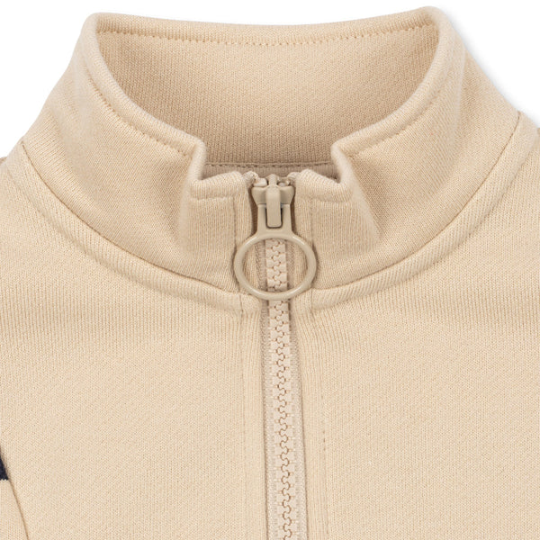Loupy Striped Cotton Half Zip Sweatshirt (Tangerine Stripe)