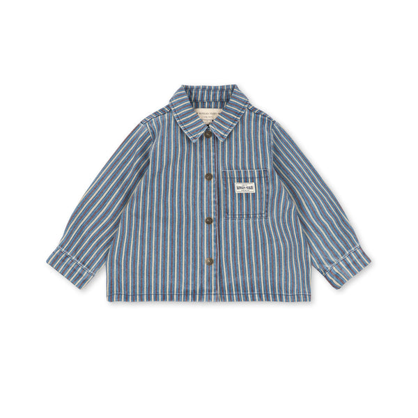 Magot Striped Cotton Shirt Jacket (Tricolore Bleu)
