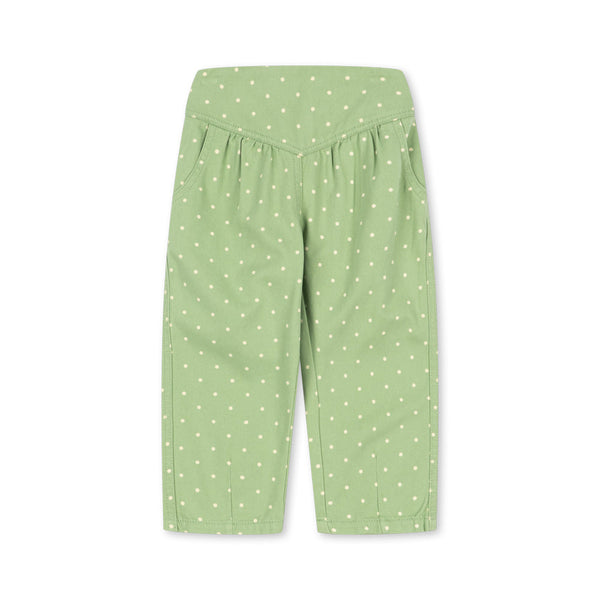 Nola Polkadot Straight Leg Cotton Trousers (Dot Pistacchi)