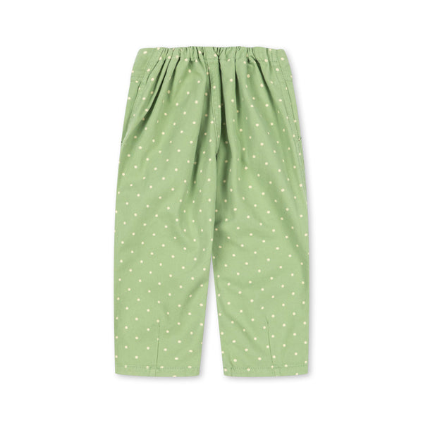 Nola Polkadot Straight Leg Cotton Trousers (Dot Pistacchi)