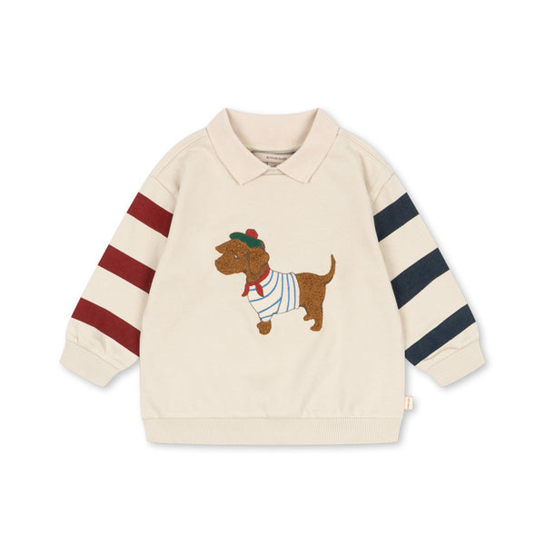 Spotty Dog Cotton Collared Polo Sweatshirt (Brown Rice)