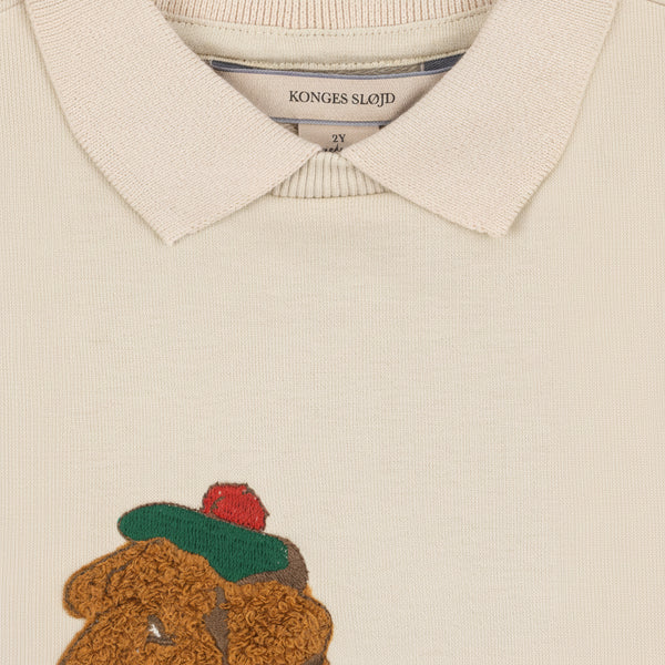 Spotty Dog Cotton Collared Polo Sweatshirt (Brown Rice)