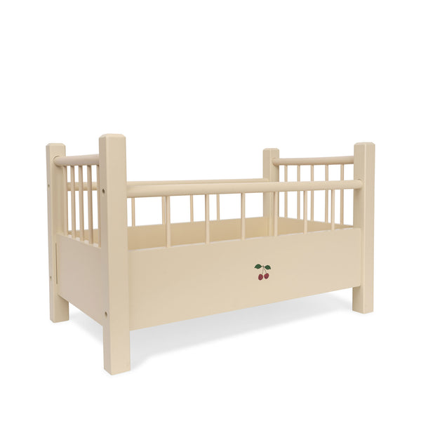 Cherry Print Mini Wooden Dolls Bed (Beige)