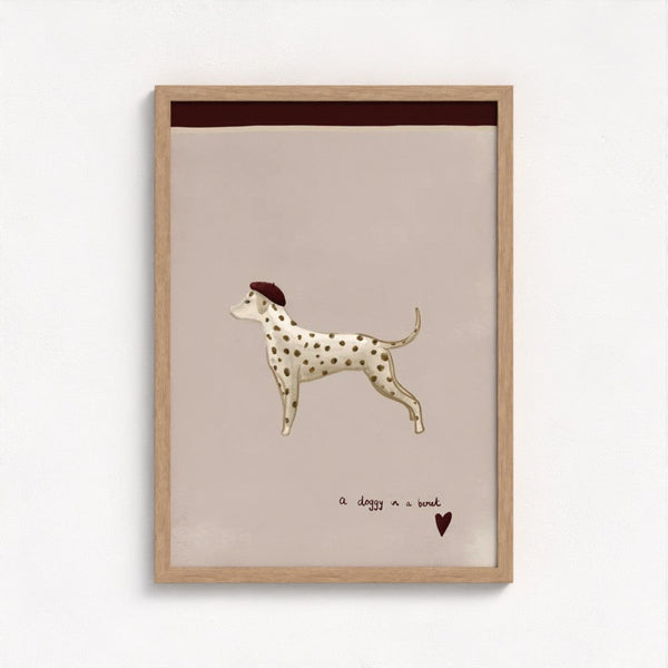 A Doggy in a Beret Art Print