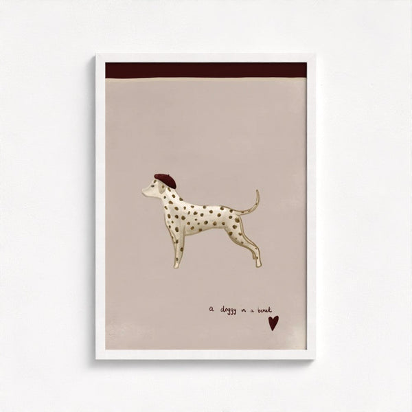 A Doggy in a Beret Art Print