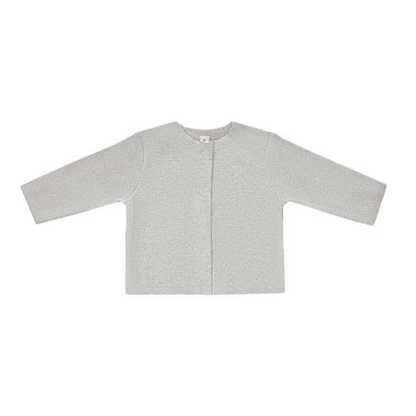 Chia Cotton Rib Cardigan (Light Grey)