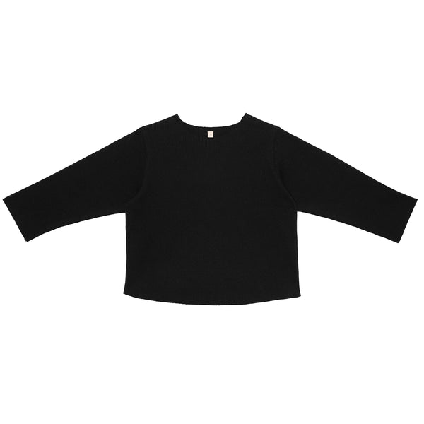 Cassius Organic Cotton Raw Neck Modern Sweatshirt  (Black)