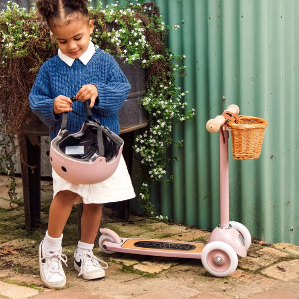 Banwood Kids 3 Wheel Scooter with Basket (Dusty Pink)