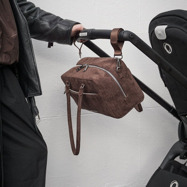 Riley Compact East-West Changing Bag (Brown Faux Suede)