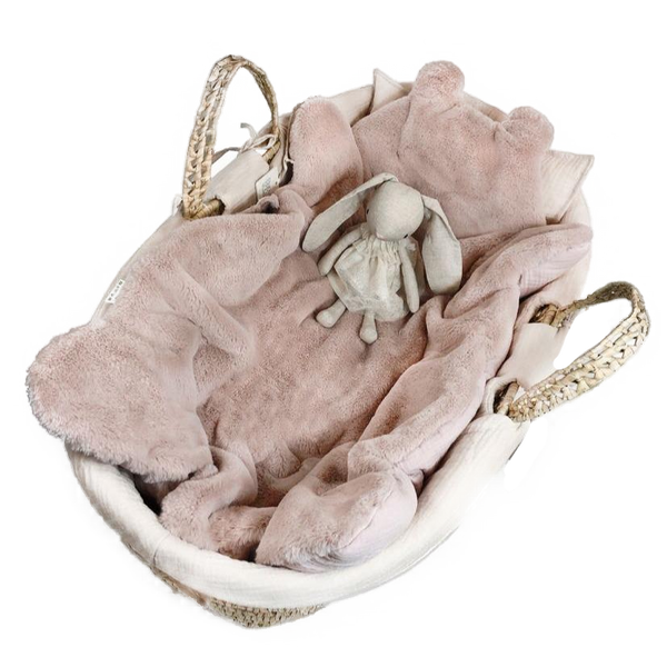 Reversible Bear Play Mat and Moses Liner (Nude Fleece)