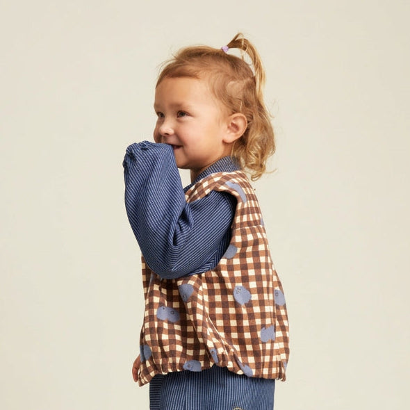 Rumi Blueberry Gingham Cotton Gilet