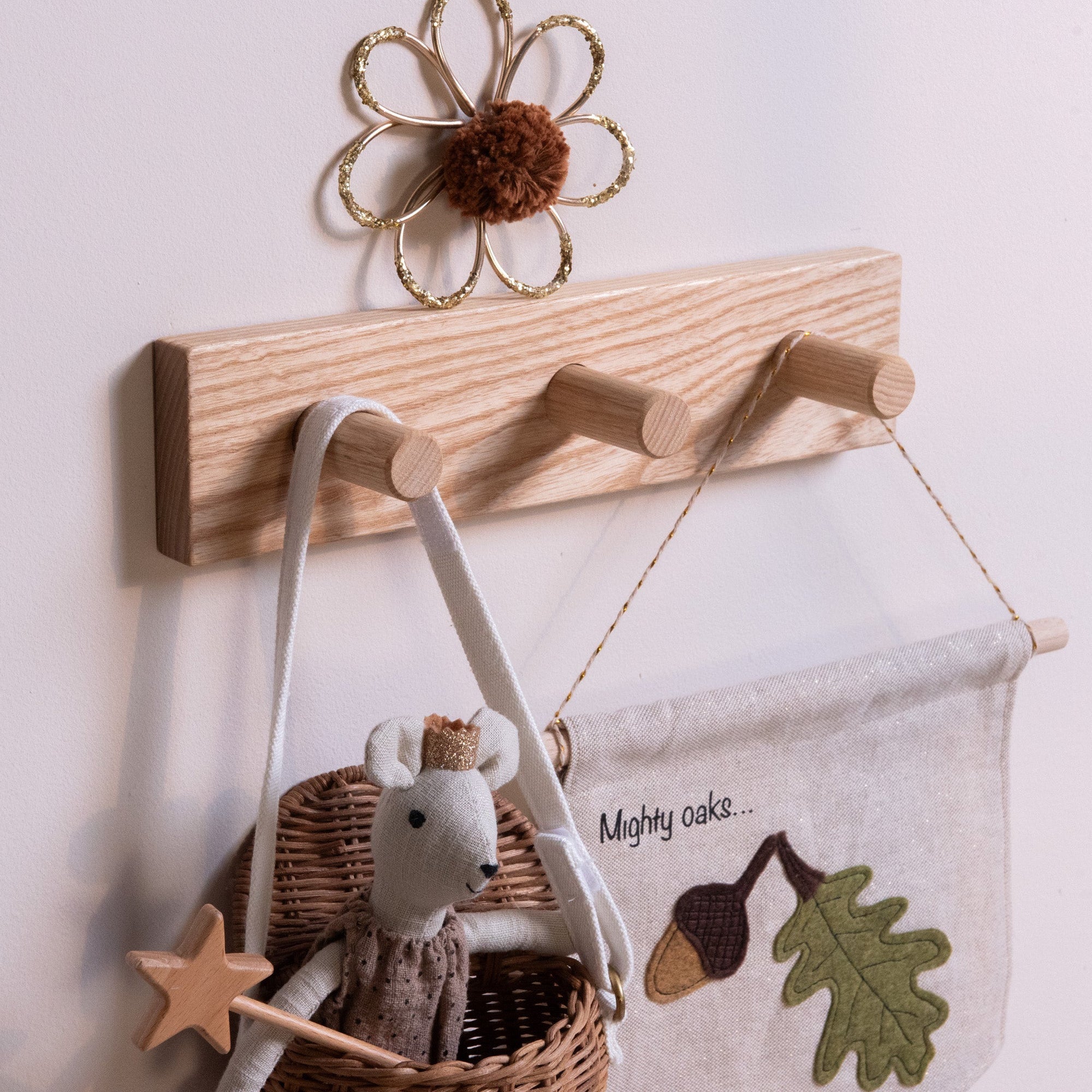 The Signature Peg Rail Wooden Hooks (Solid Ash) - Nestie