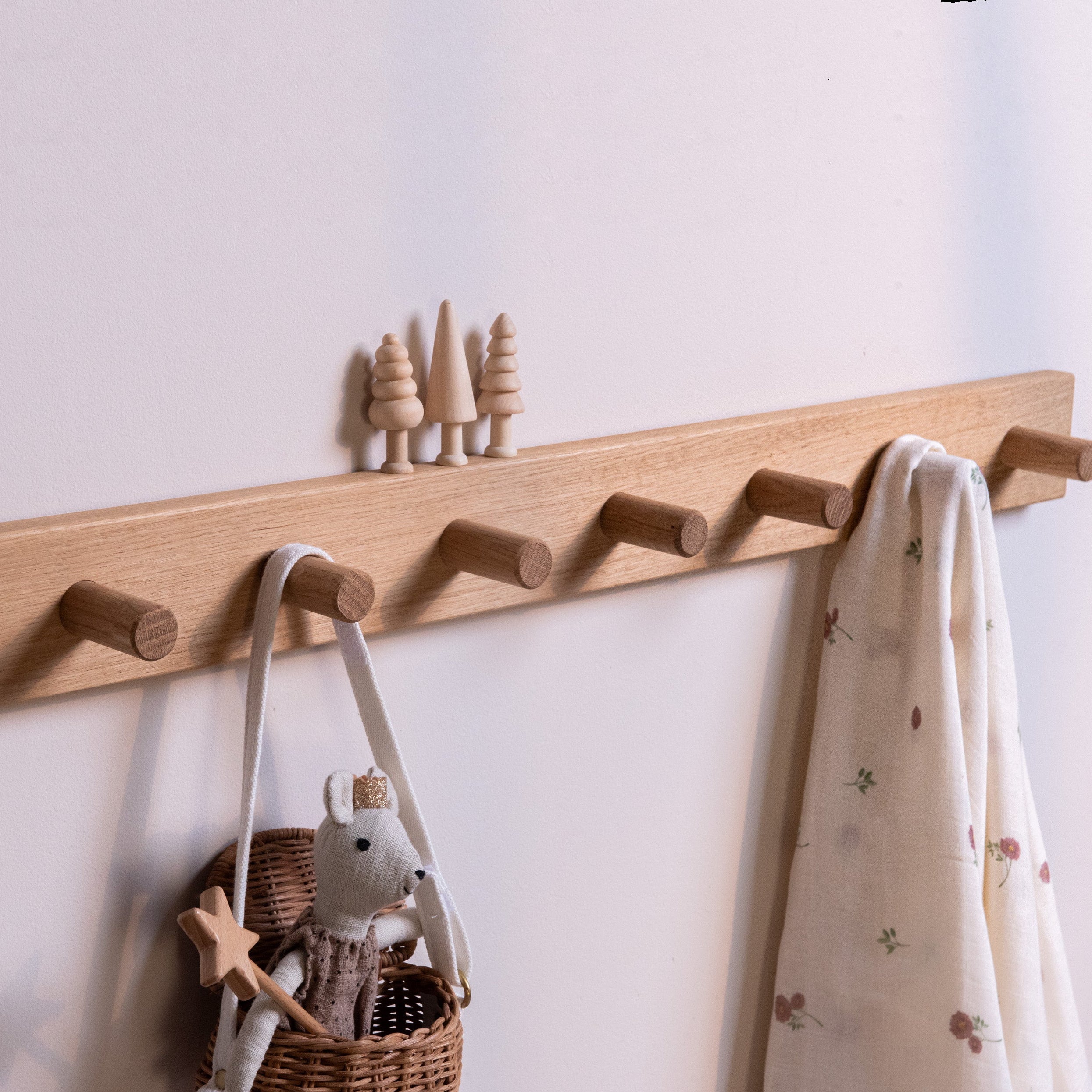 The Signature Peg Rail Wooden Hooks Solid Oak Nestie