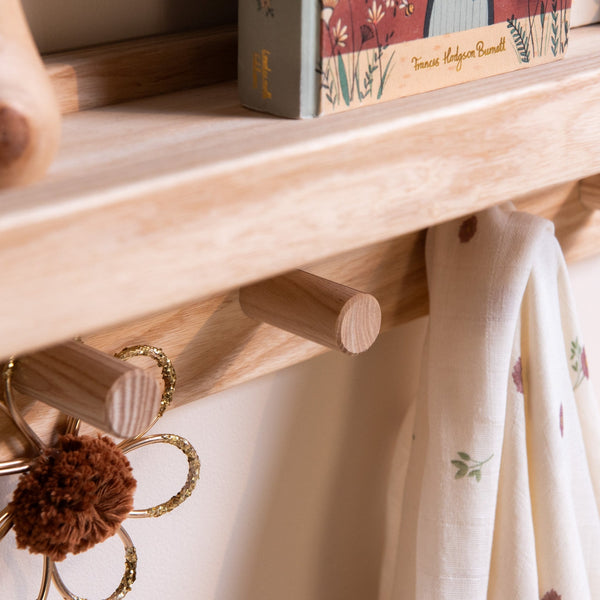 Signature Wall Mounted Shelf With Pegs (Solid Ash)